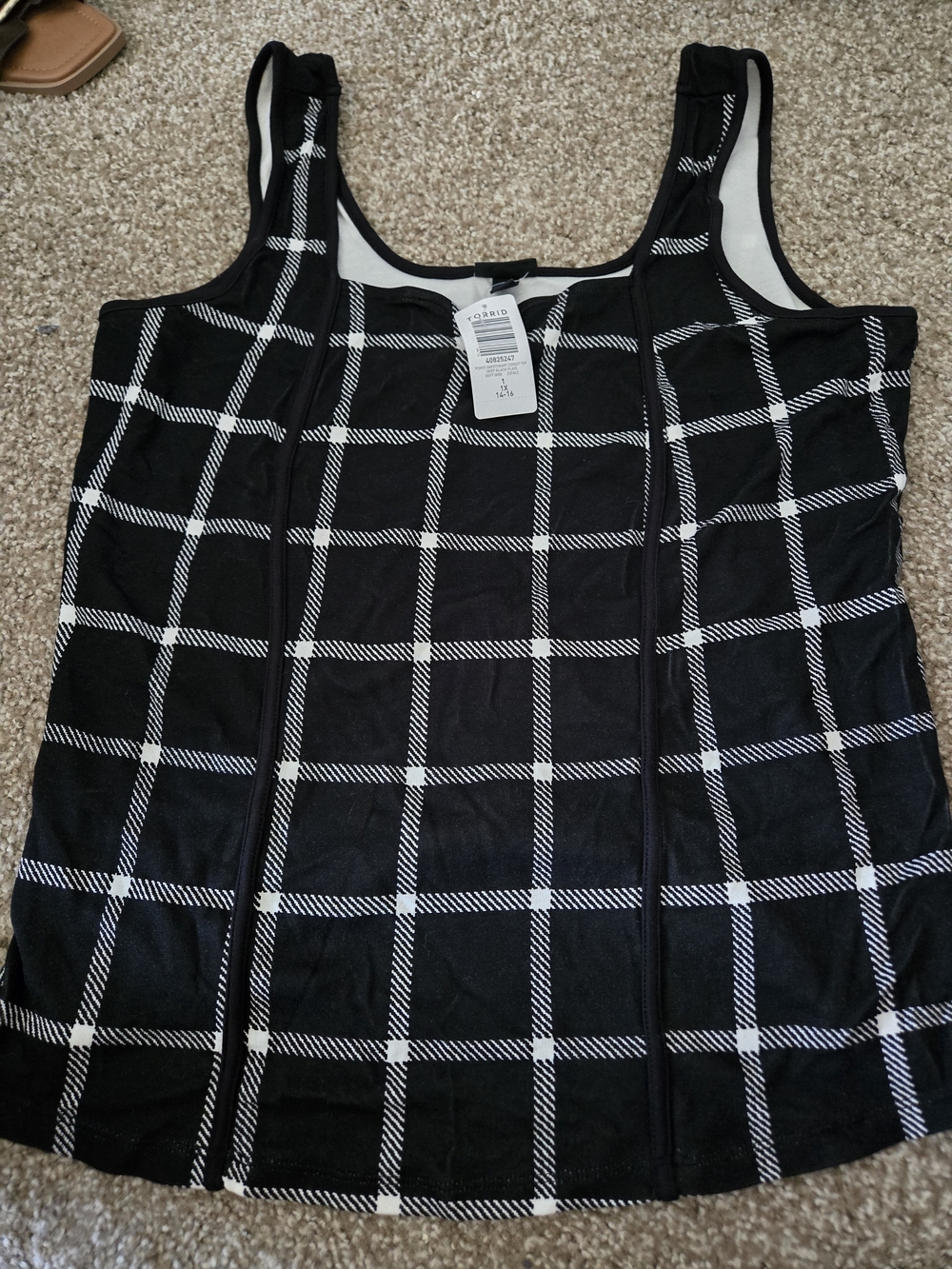 torrid Black & White Windowpane Tank